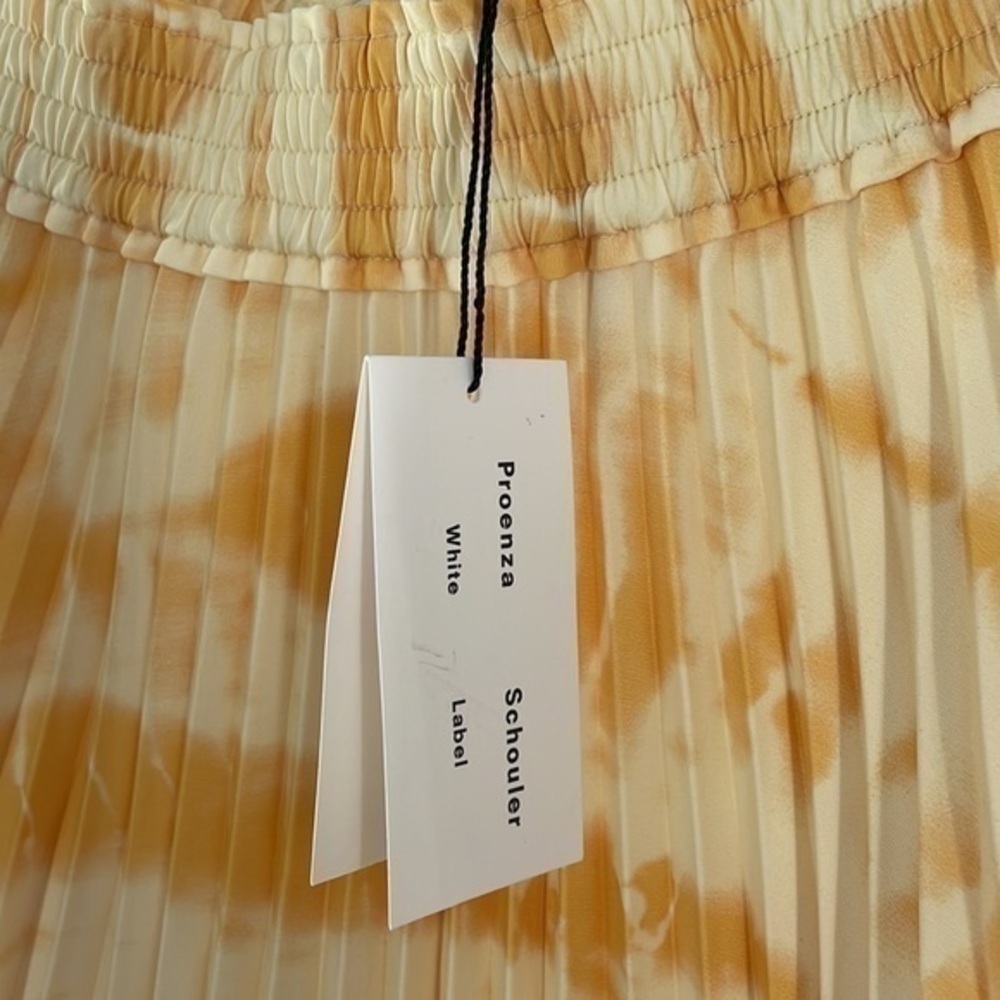 PROENZA SCHOULER White Label Yellow Printed Pleated Tie Dye Skirt - Picture 7 of 15